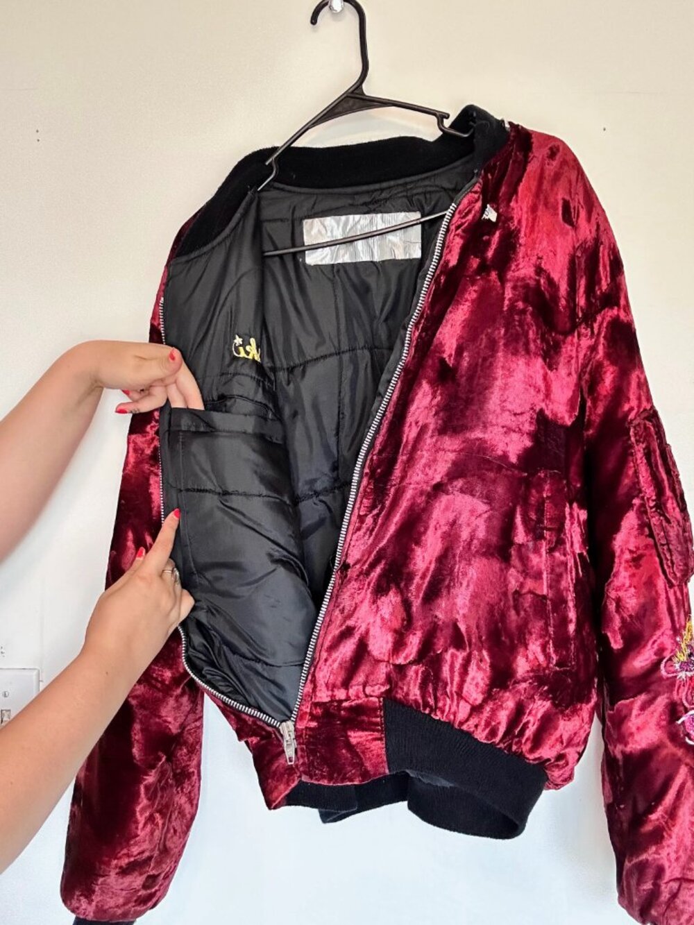 Vtg 80s 90s Crushed Velvet Sukajan Souvenir Jacket - Korea Dragon Bomber - Picture 9 of 16